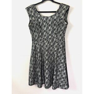 Whimsigoth Black Lace Skater Dress M Y2K Fairycore Dark Coquette Hoco Sorority